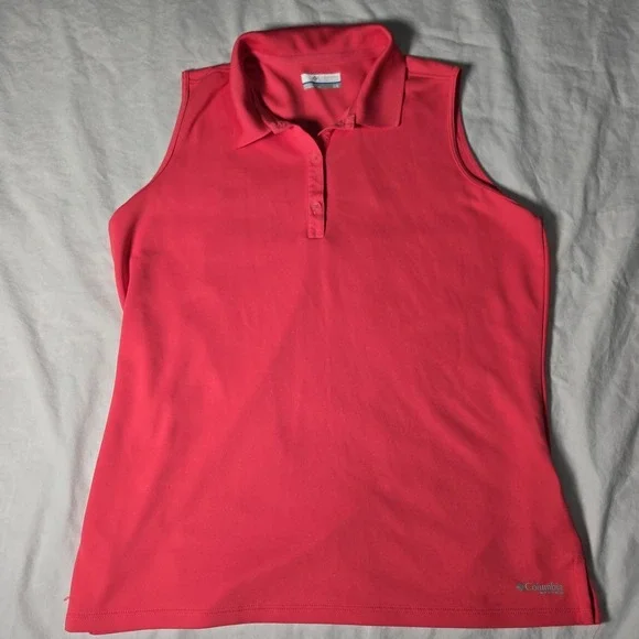 Columbia PFG Polo Sleeveless Shirt Women Large Golf Logo EUC - Picture 2 of 8